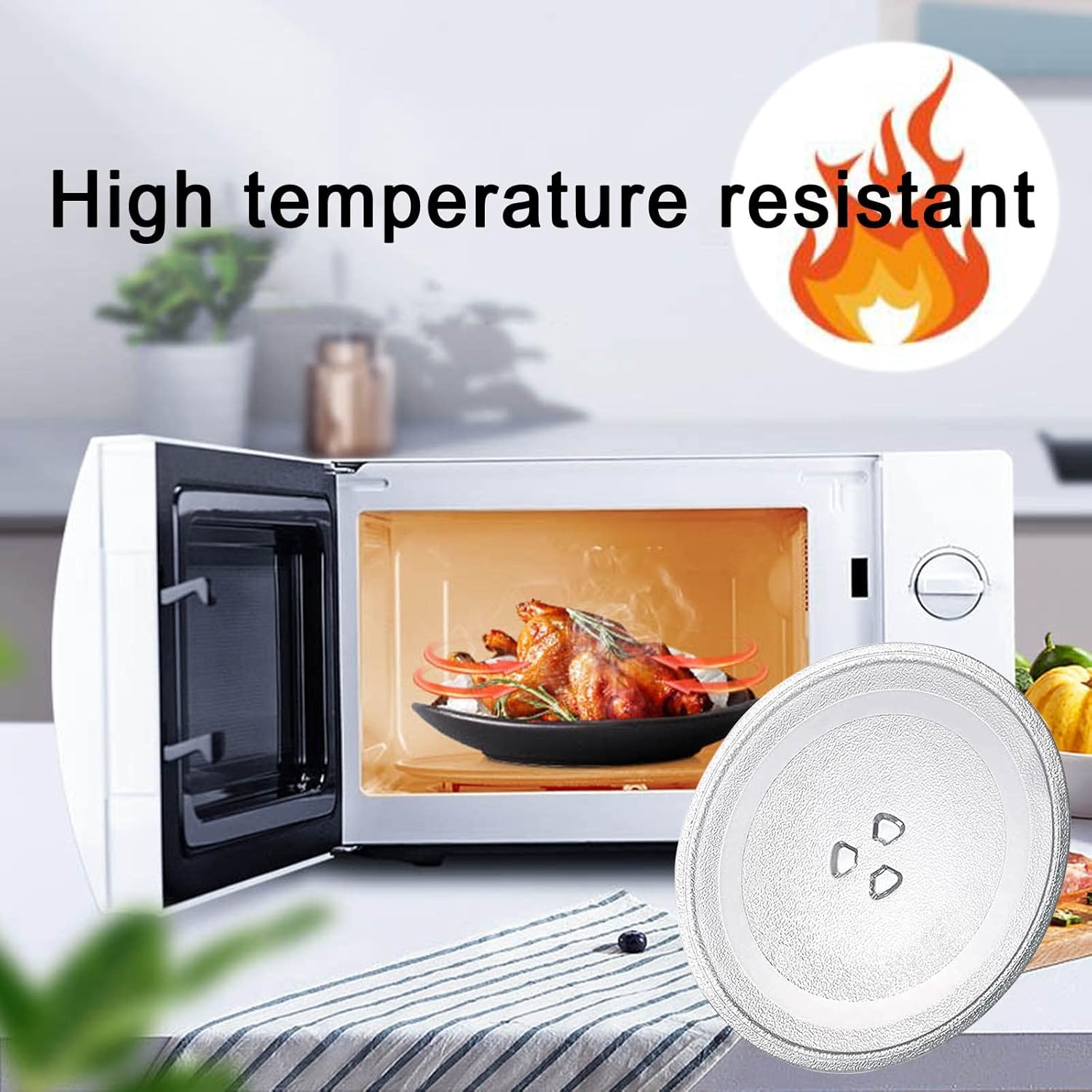 LIGUOYI Microwave Oven Cooking Plate with Microwave Turntable Coupler and Ring, Round Microwave Glass Turntable Plate, 245mm 270mm Diameter, Replacement Microwave Oven Tray, Heat Resistance