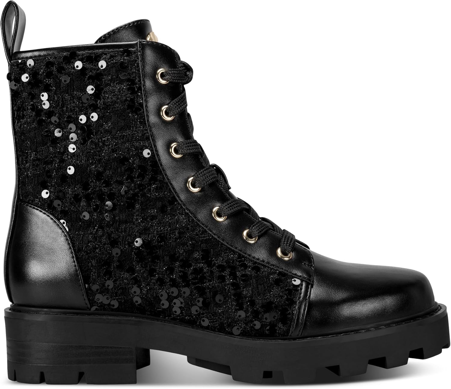 KARL LAGERFELD womens Marlee Sequin Combat Boot - Image 5