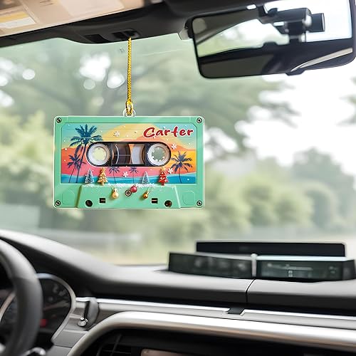 Miniatura 8 de Cinta de casete personalizada, adorno de Navidad, plano 2D, decoración musical retro con diseño de arcoíris, regalo único para fanáticos de la