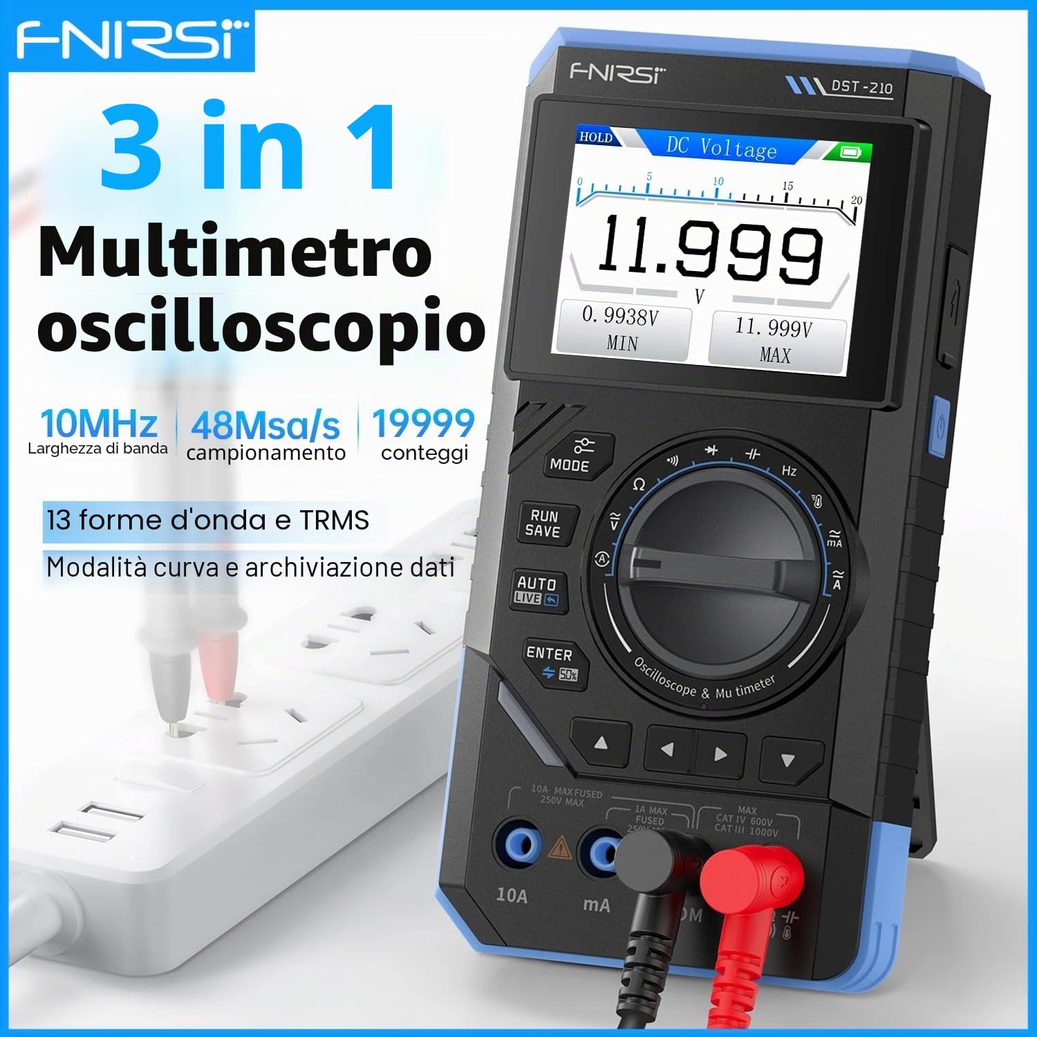 FNIRSI DST-210 e DST-201 Oscilloscopio multimetro digitale 3 in 1 19999 conta strumento elettrico portatile per oscilloscopio automobilistico (DST-201)