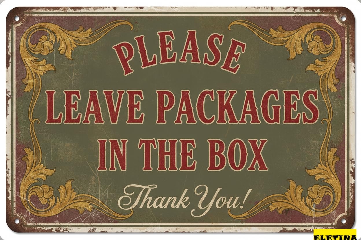 Please Leave Packages In The Box Metal Sign Rust Free Aluminum Delivery Driver Instructions 8x12in
