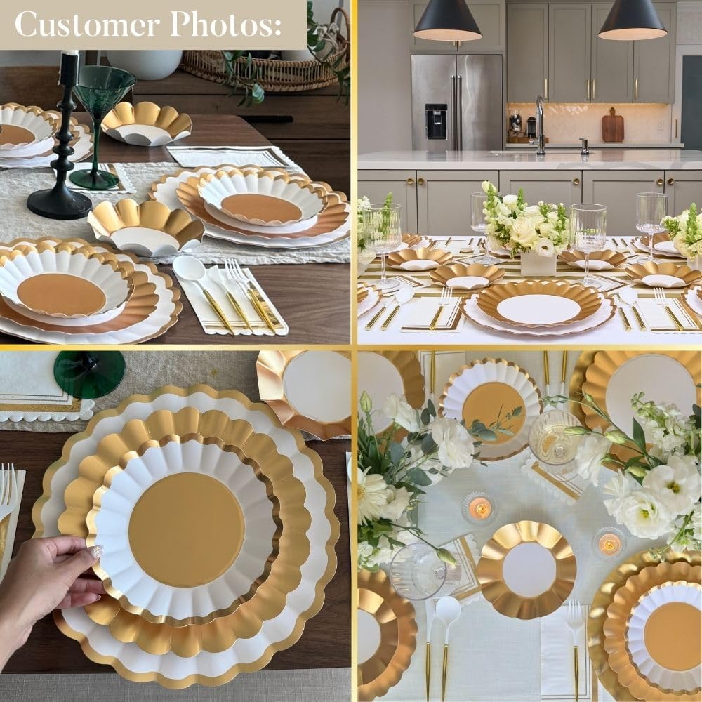 Sophistiplate 64Pcs Tableware Set. Decorative Paper Plates. Premium, Heavyweight Plates for Party Decorations. Party Supplies Set Includes Dinner, Salad, Plates & Napkins