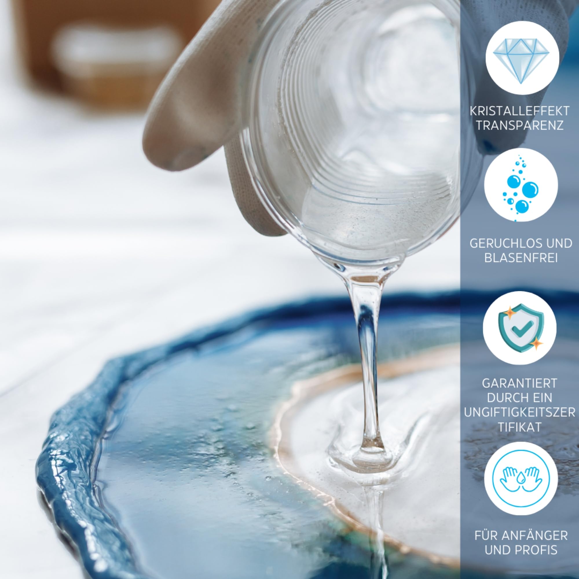 Resin Pro® Epoxidharz iCrystal 3 Kg: Ideal für die Herstellung von Schmuck, River Table und künstlerischen Kreationen - Ungiftig zertifiziert - Technische Unterstützung - 100% Made in Italy