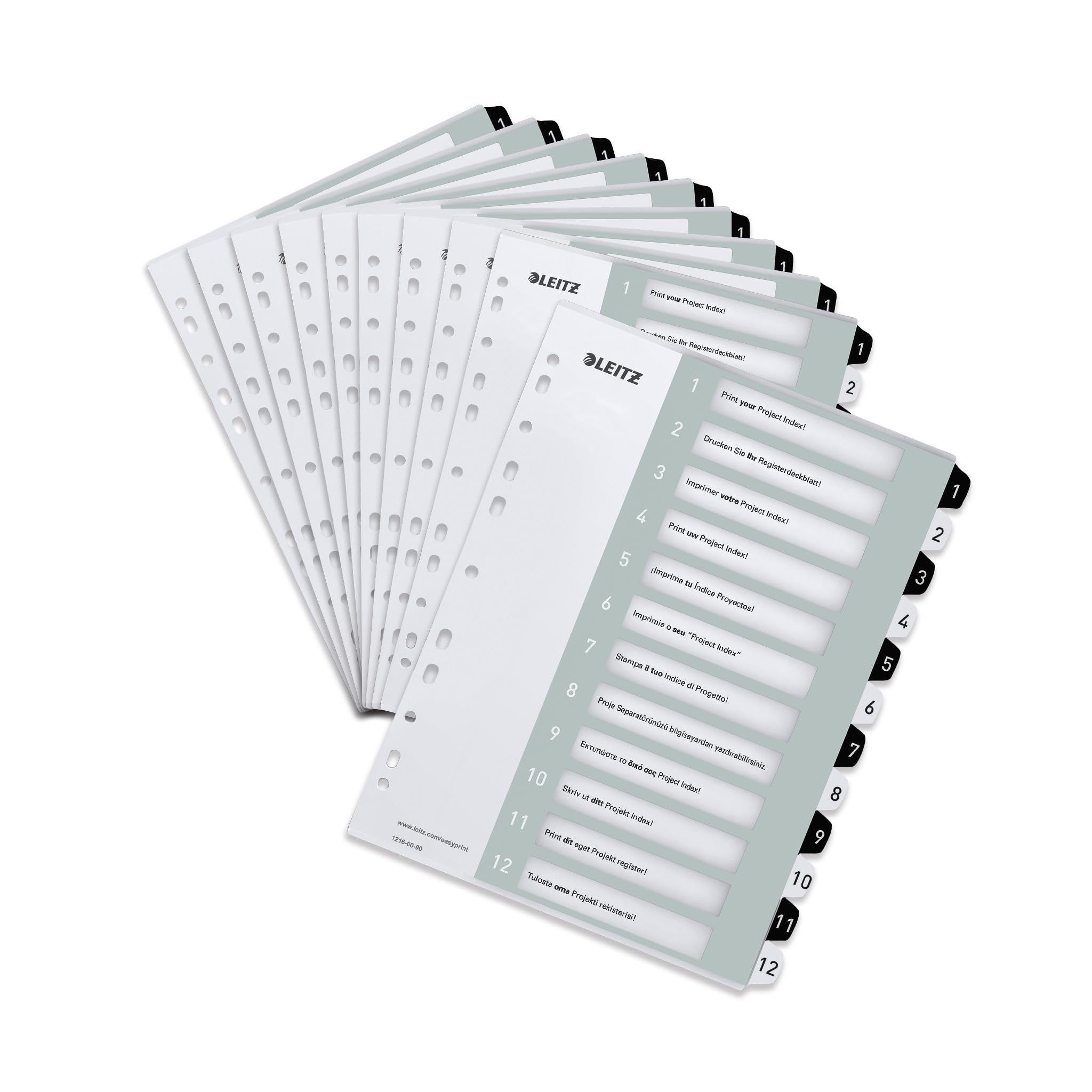 Leitz WOW Printable Index, Polypropylene, extra wide. Black and White.