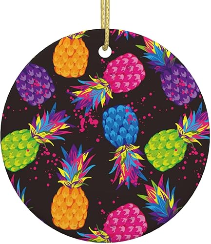 Mosaicos coloridos adornos de Navidad 2023 Navidad redondo de cerámica colgante adorno de árbol de Navidad regalo de Navidad decoraciones de Navidad