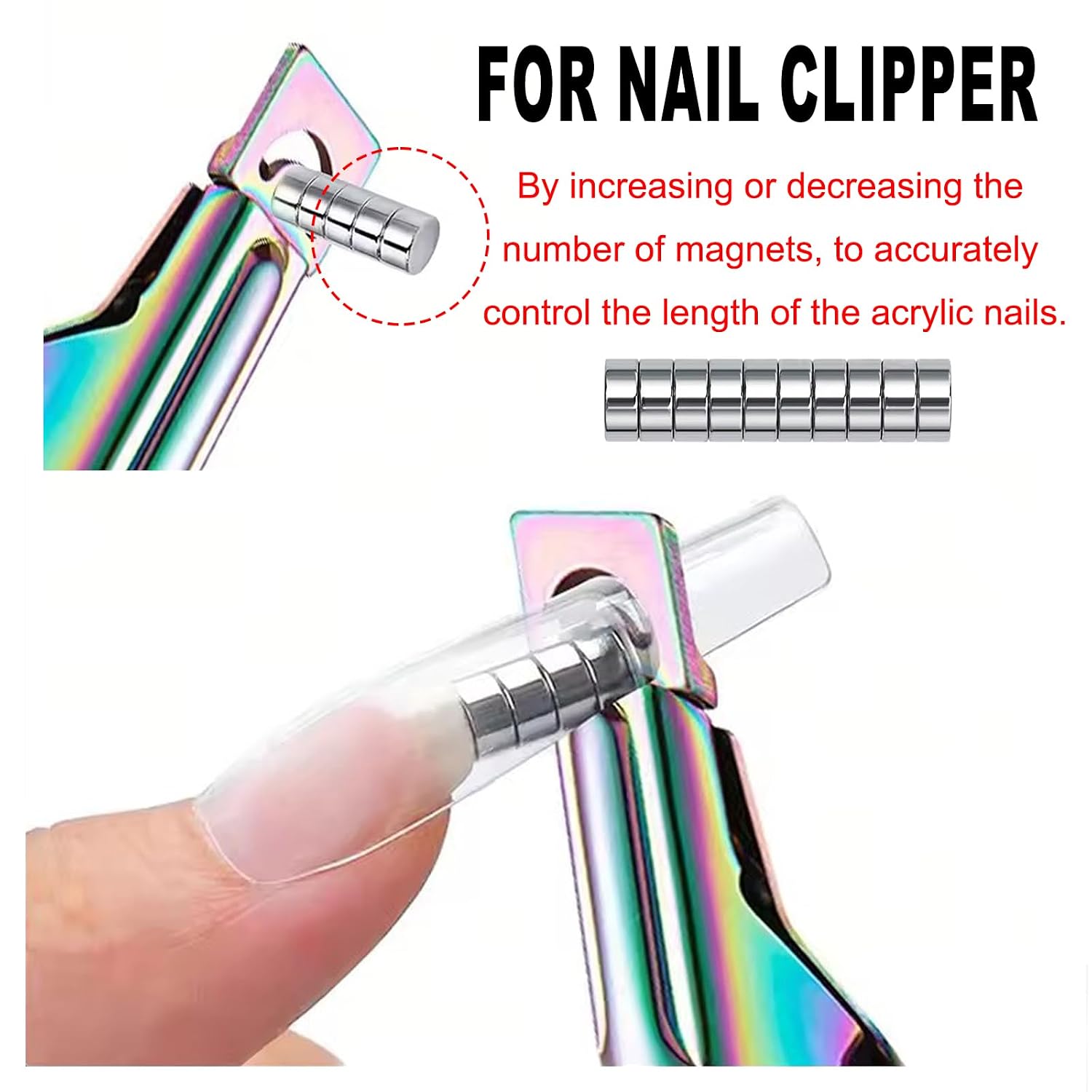 100pcs Round Mini Nail Magnet Set for Nail Clippers, Cat Eye Nail Art Tool for Measuring Artificial Nail Length, Gel Acrylic Nails Tips, Fridge Magnets, Home, Office, Salon, Crafts image 4