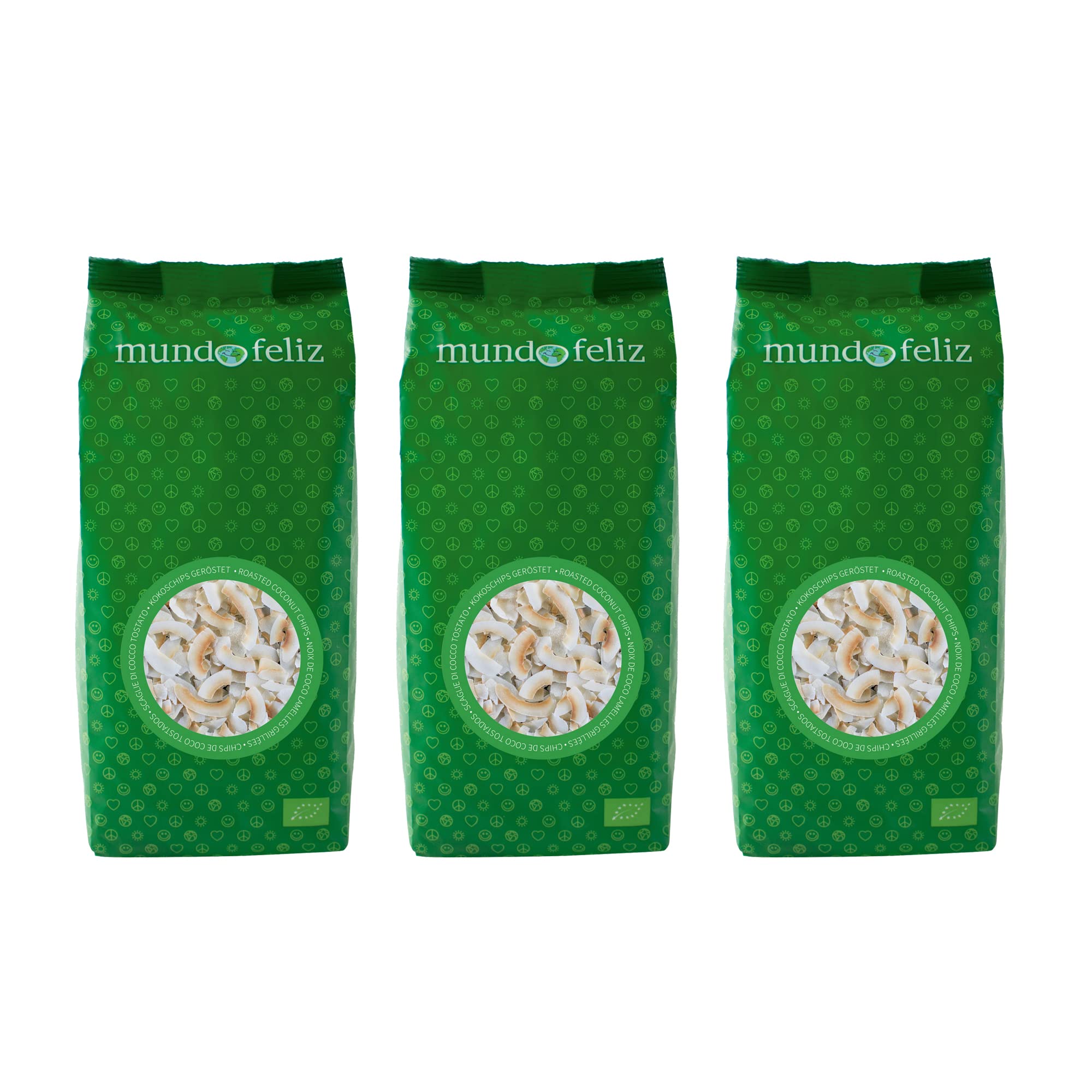 MUNDO FELIZ - Organic Roasted Coconut Chips, 3 x 200g