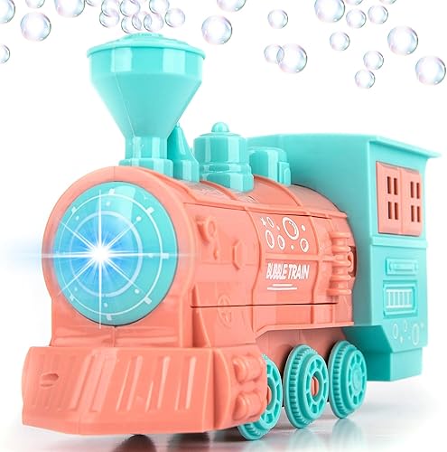 ArtCreativity Tren de juguete que sopla burbujas con luces, incluye 2 botellas de solución de burbujas, tren de juguete LED alimentado por fricción