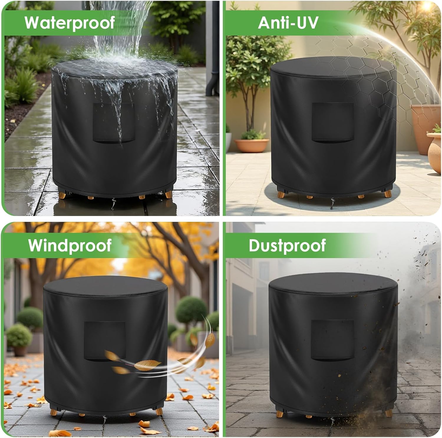 Outdoor Patio Table Cover,21" D x 18" H,Small Round Outdoor Table Cover for Small Patio Furniture Set,100% Waterproof UV Resistant Furniture Covers for Patio Bistro & Coffee Tables