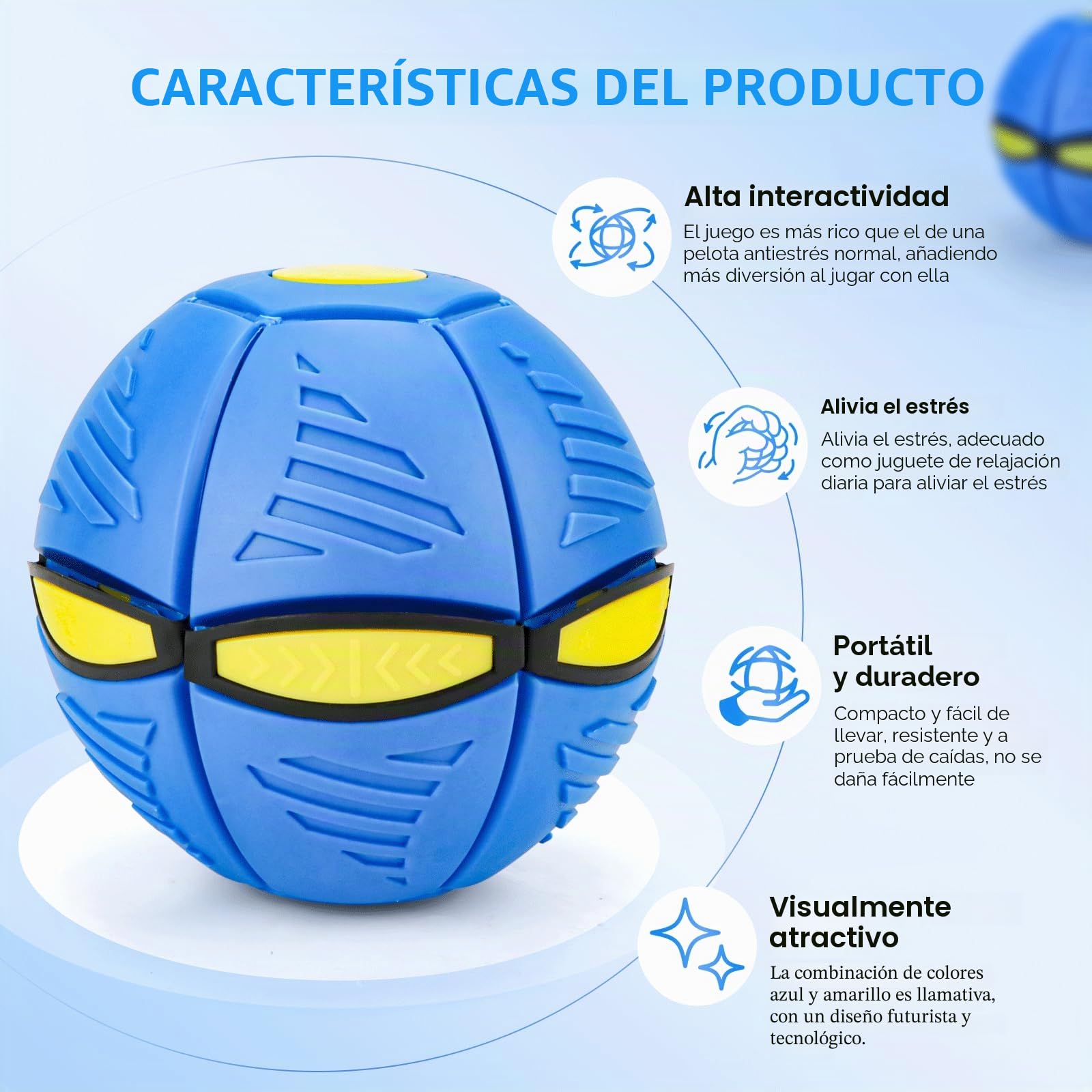 Pelota Hinchable Saltarina Con 6 Luces LED, Platillo Volador Mágico Con Rebote Impredecible, Juguete Interactivo Para Padres E Hijos, Ideal Para Exteriores, Parques Y Playas, Seguro Y Duradero Para Niños