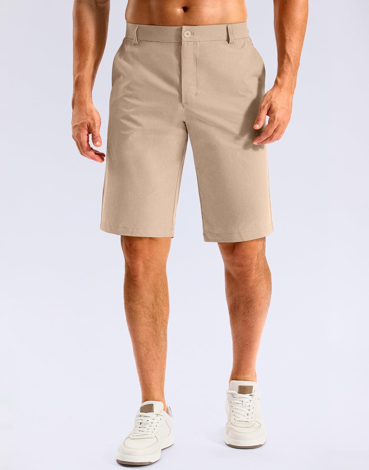 Pudolla Men's Golf Shorts 11" Inseam Knee Length Dress with 5 Pockets Stretch Lightweight Quick Dry Shorts for Casual Work
