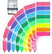 960 Pcs Sticky Bookmarks, Clear PET Index Tabs, Sticky Notes Repositionable, 2 Designs in 8 Fluorescent Colours for School Office (E-960 Pieces -2 Style)
