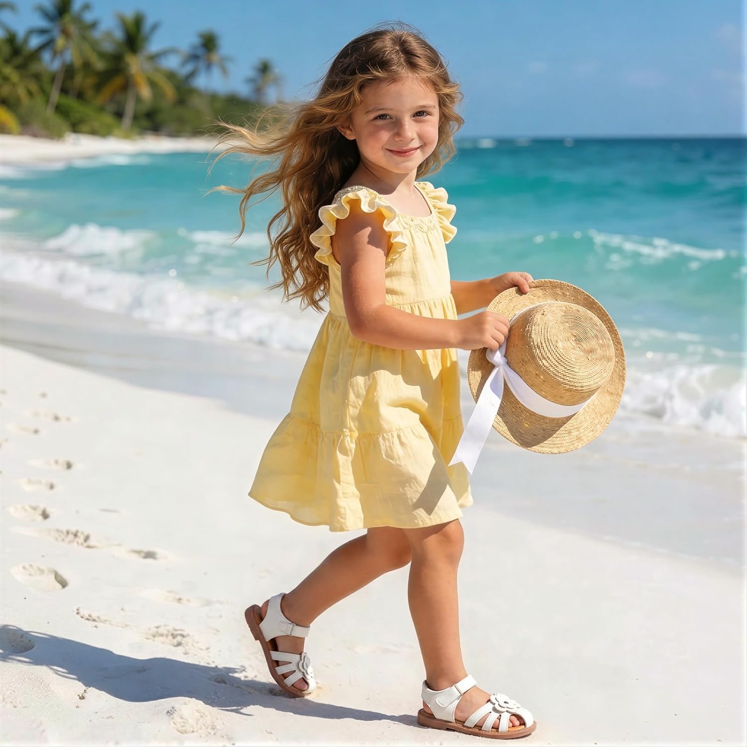 ohsofy Girls Sandals Closed Toe Flower Summer Outdoor Beach Dress Shoes (Toddler/Little Kid)