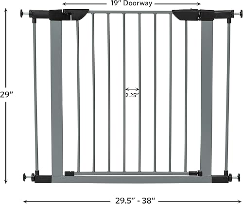 Miniatura 8 de New World Puerta de acero gris montada a presión de 29 pulgadas de alto, se expande a 38 pulgadas de ancho, no daña las paredes, incluye extensiones