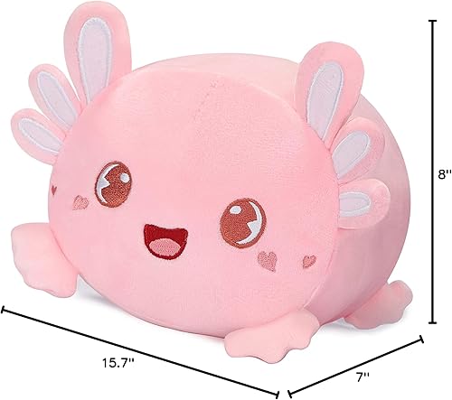 Miniatura 12 de AIXINI Bonita almohada de felpa de ajolote rosa de 8 pulgadas, animal de peluche luminoso de salamandra ajolotl, suave peluche Kawaii para abrazar