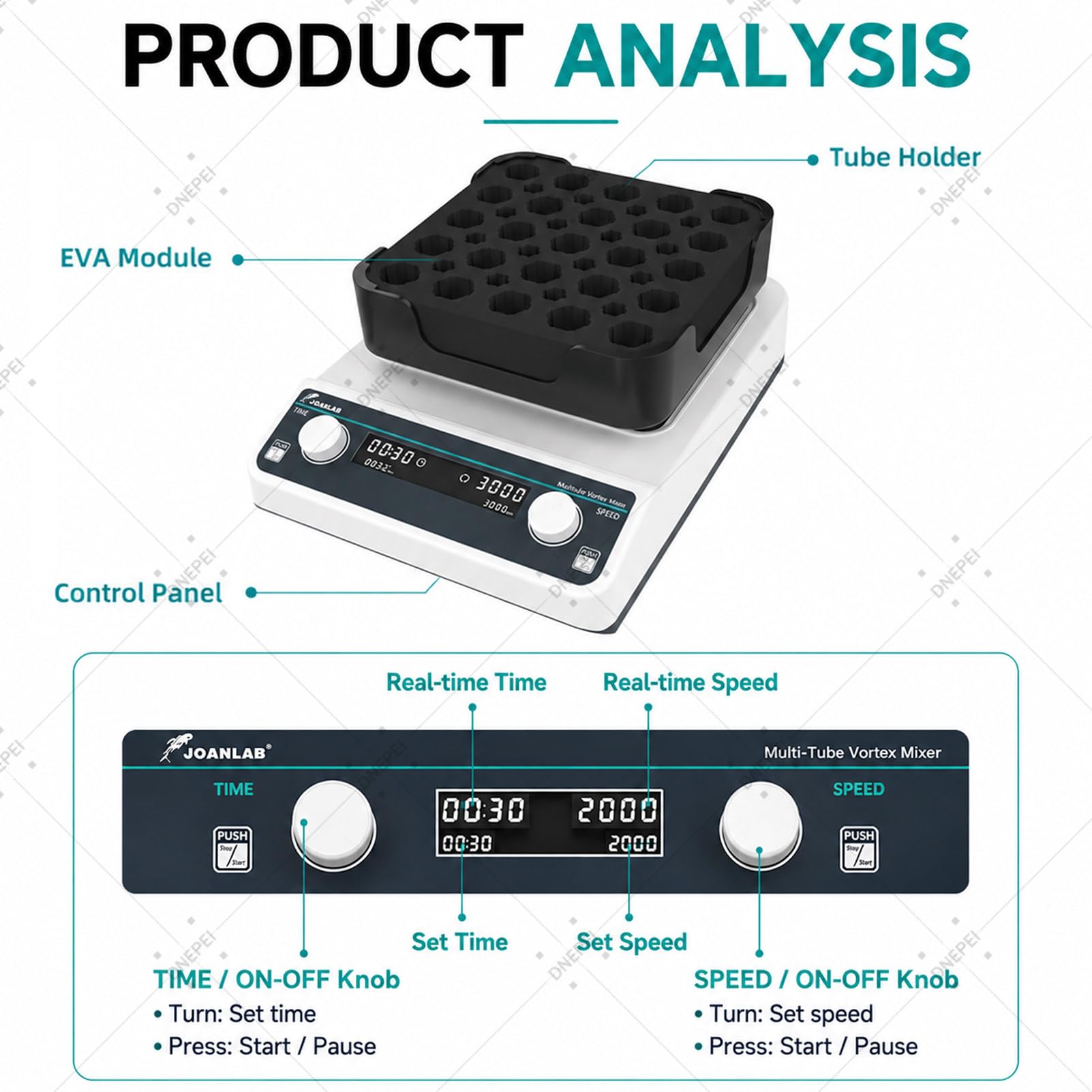 Agitatore per provette multiple VM600MAX, intervallo timer 1 min - 8 h