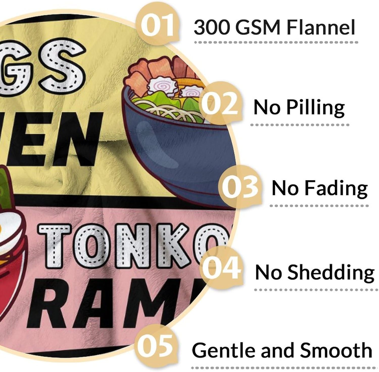 Ramen Gifts for Ramen Lovers Teens Kids Adults, Cute Throw Blanket for Girls Boys, 50 x 60 Inches Black Soft Fuzzy Ramen Blankets for Couch Bed Sofa Travel
