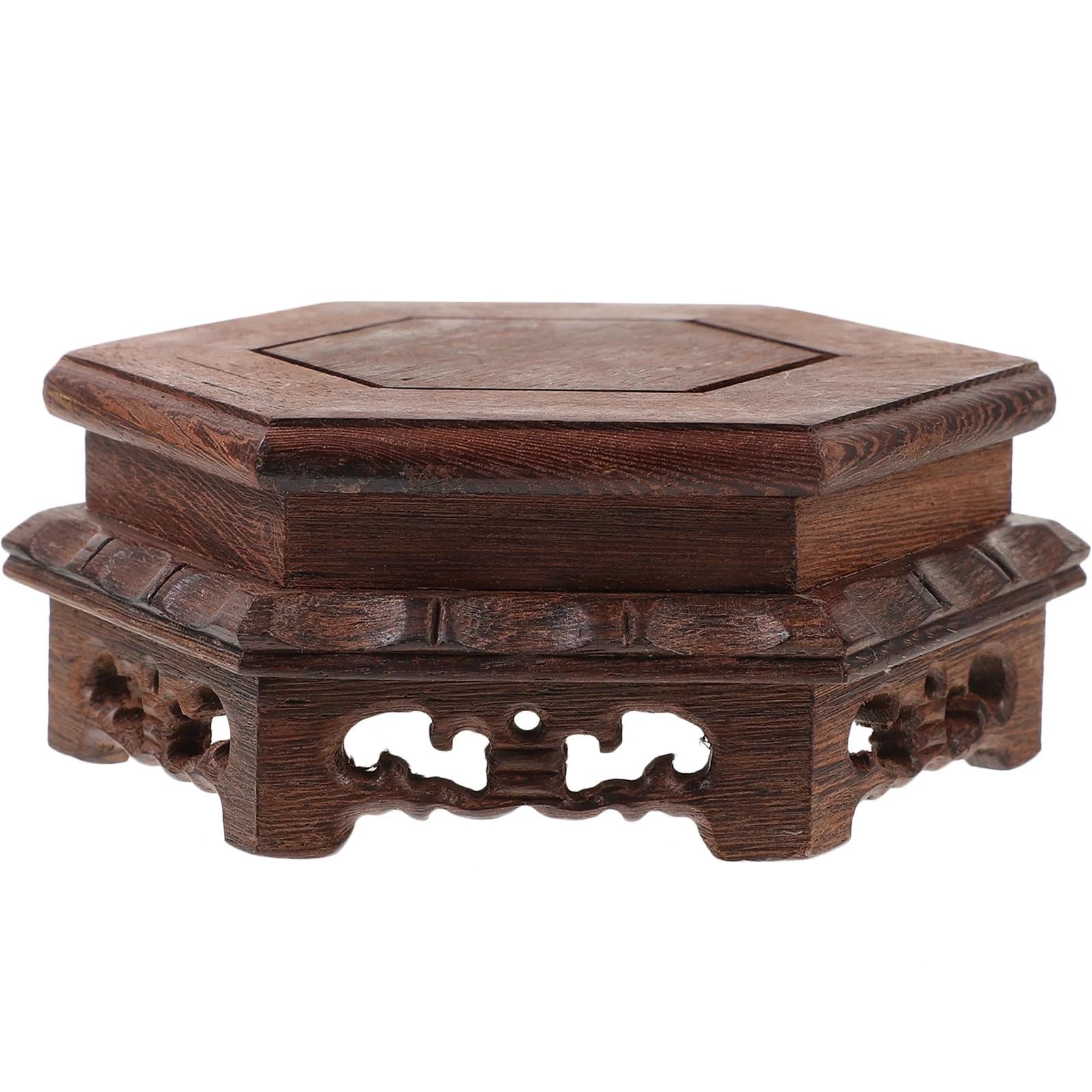 PSNKLMM Small Solid Wood Flowerpot Base Hexagonal Wooden Plant Stand Potted Riser Indoor Holder Vase Display Shelf Fish Bowl