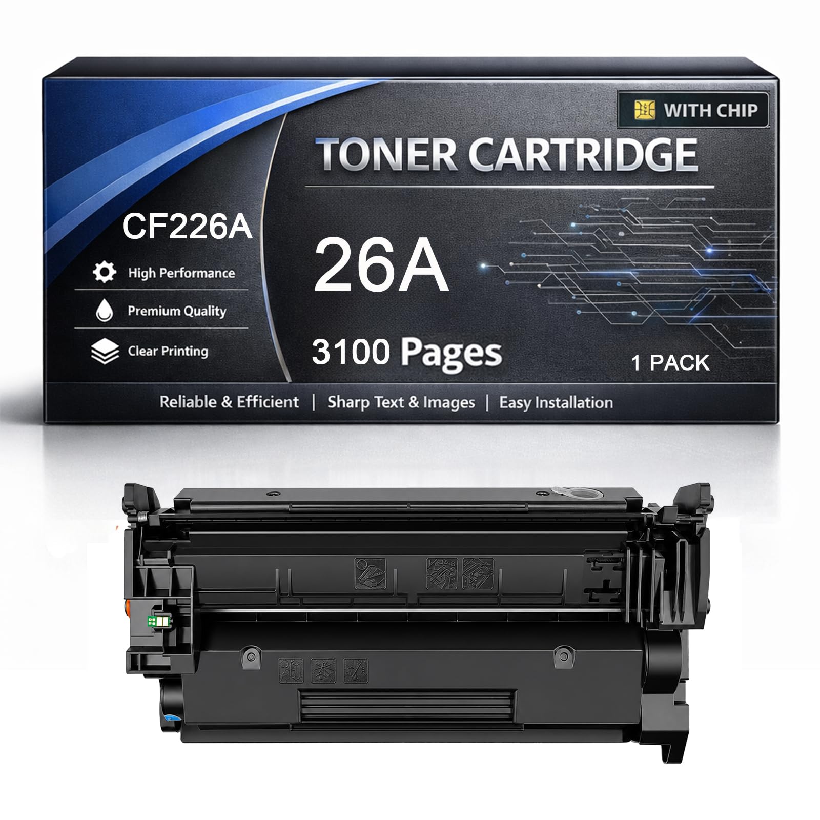 Cartouche de Toner 26A Compatible avec Le Toner HP CF226A pour fonctionner avec Les imprimantes LaserJet Pro M402dn M402n M402dw M426dw M426fdn M426fdw ,Black-1pack