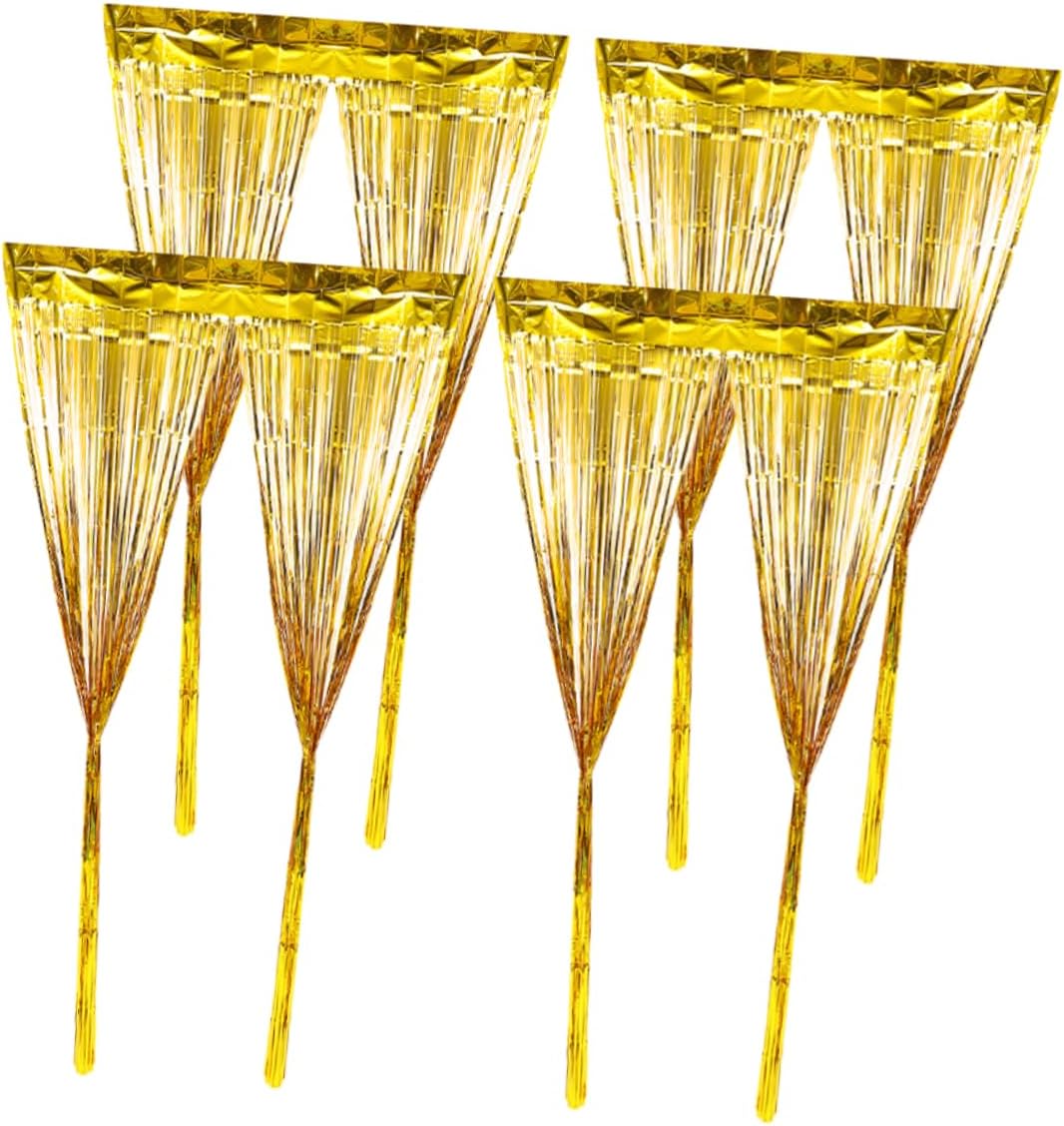 Ciieeo 4Pcs Tinsel Fringe Curtain Backdrop High Foil Party Decorations for Birthday Wedding Shower Photo Props Eye Catching Streamers for Unforgettable Celebrations