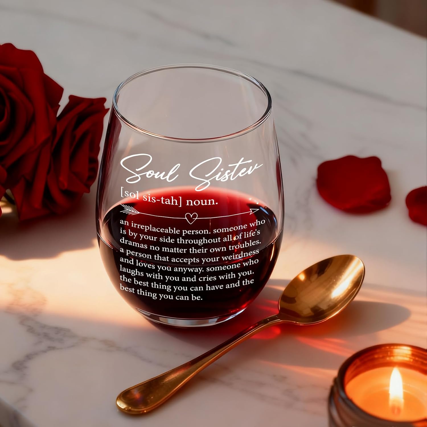 Soul Sister Wine Glass Gifts for Women, 15Oz Stemless Wine Glasses Birthday Gift for Her, Best Friend, Soul Sister, Friendship gifts for Bestie, Female Friends, BFF, Christmas -4 - Image 2