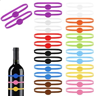 24 Pcs Drink Markers Cup Markers For Drinks Silicone Wine Cups Stretchable Marker Glass Cup Wine Glass Bottle Strip Tag Drink Identifiers For Party Strip Tag Marker For Beer Bottle Mug Jar