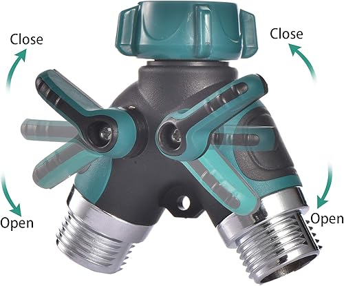 Miniatura 2 de Divisor de manguera de 2 vías y conector en Y con cómodo agarre de goma y parte superior giratoria de 360  de conexión rápida para manguera de