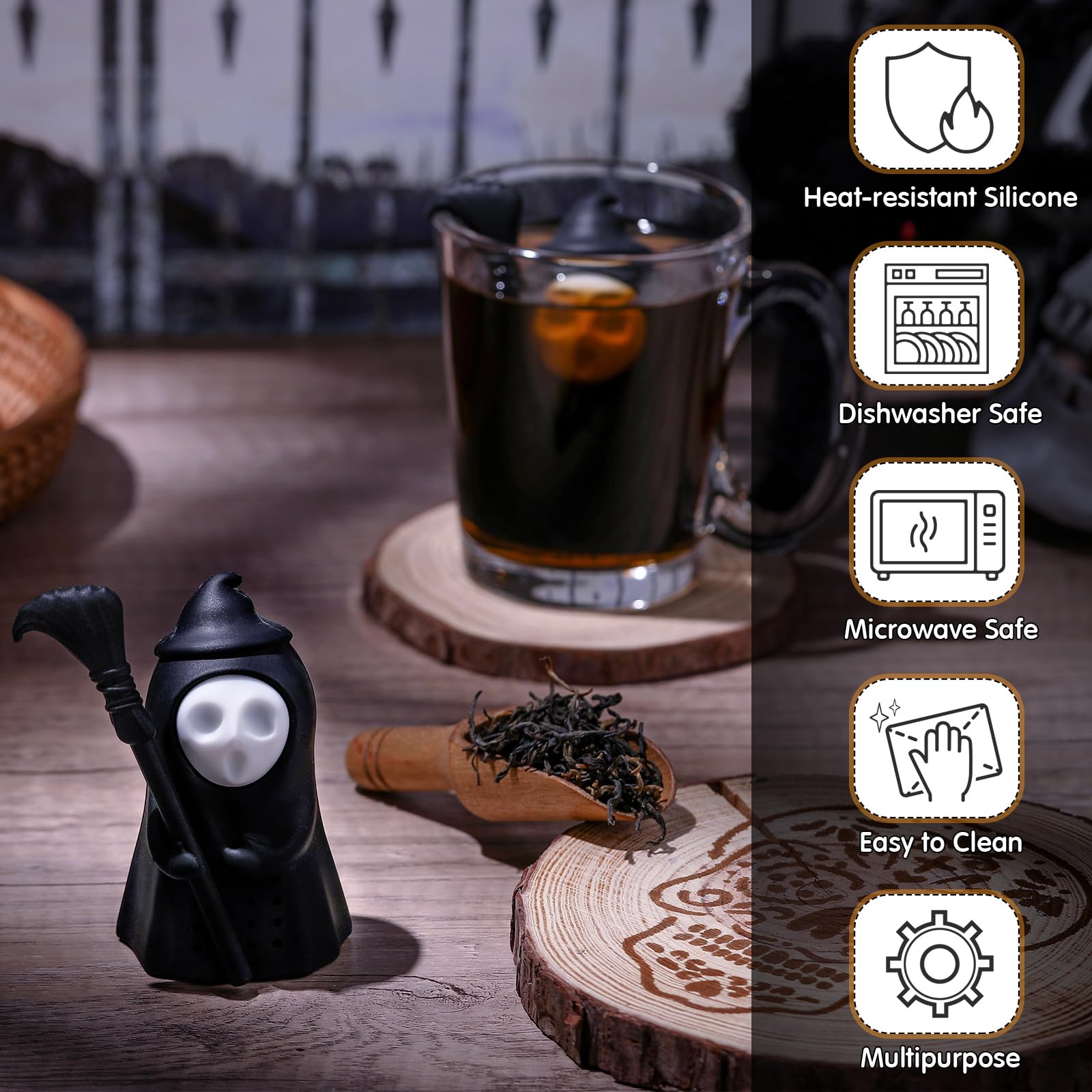 Suclain Geister-Tee-Ei – Lustiges Totenkopf-Sieb Für Losen Tee, Aus Silikon, Perfekt Für Halloween Oder Jeden Tag