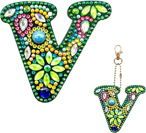 Miniatura 25 de YOYA Llaveros de pintura de diamantes de doble cara 5D letras 5D Kit de llaveros de pintura de diamantes de taladro completo para bricolaje, letras