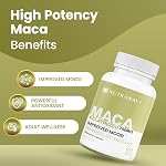 Nutrawave PURE HIGHEST POTENCY GELATINIZED MACA 750mg Capsules, Supplément de Maca pour les femmes et les hommes, non OGM, végétalien, sans gluten. 90 Des gélules.