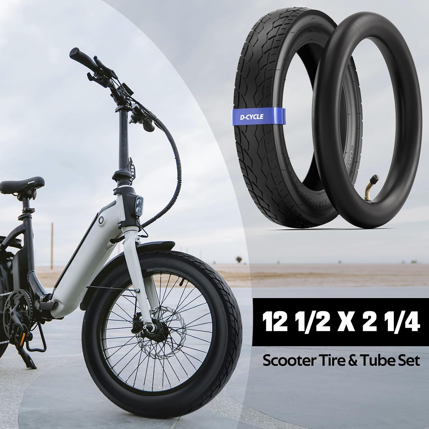 Heavy Duty 12.5x2.25 (12-1/2 x2-1/4) Tire & Inner Tube Set with Angled Valve Stem for Electric Scooters Razor Pocket Mod Currie Schwinn GT IZIP eZip