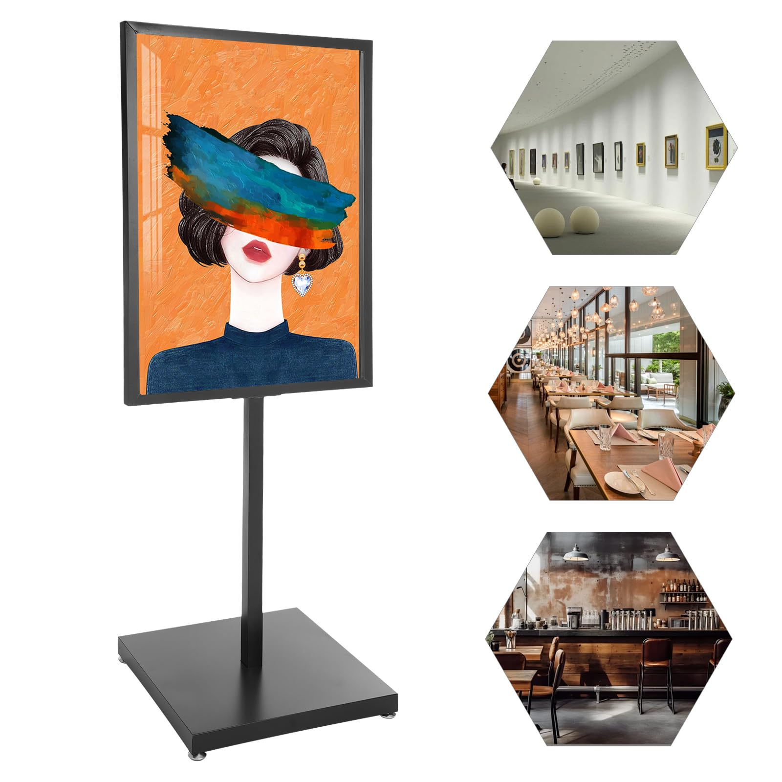 Supporto per cartelli A1 90x65 cm, espositore da terra in ferro, doppia faccia e pieghevole, cavalletto pubblicitario per negozi, supermercati e ristoranti