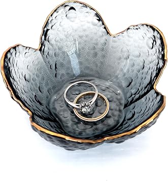 Black Flower Ring Dish Jewelry Tray
