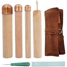 Flint Knapping Kit 3 Copper Boppers & 2 Pressure Flakers, Professional Flint Knapping and Stone Crafting Tools Set Includes PU Leather Case for Beginners and Pros