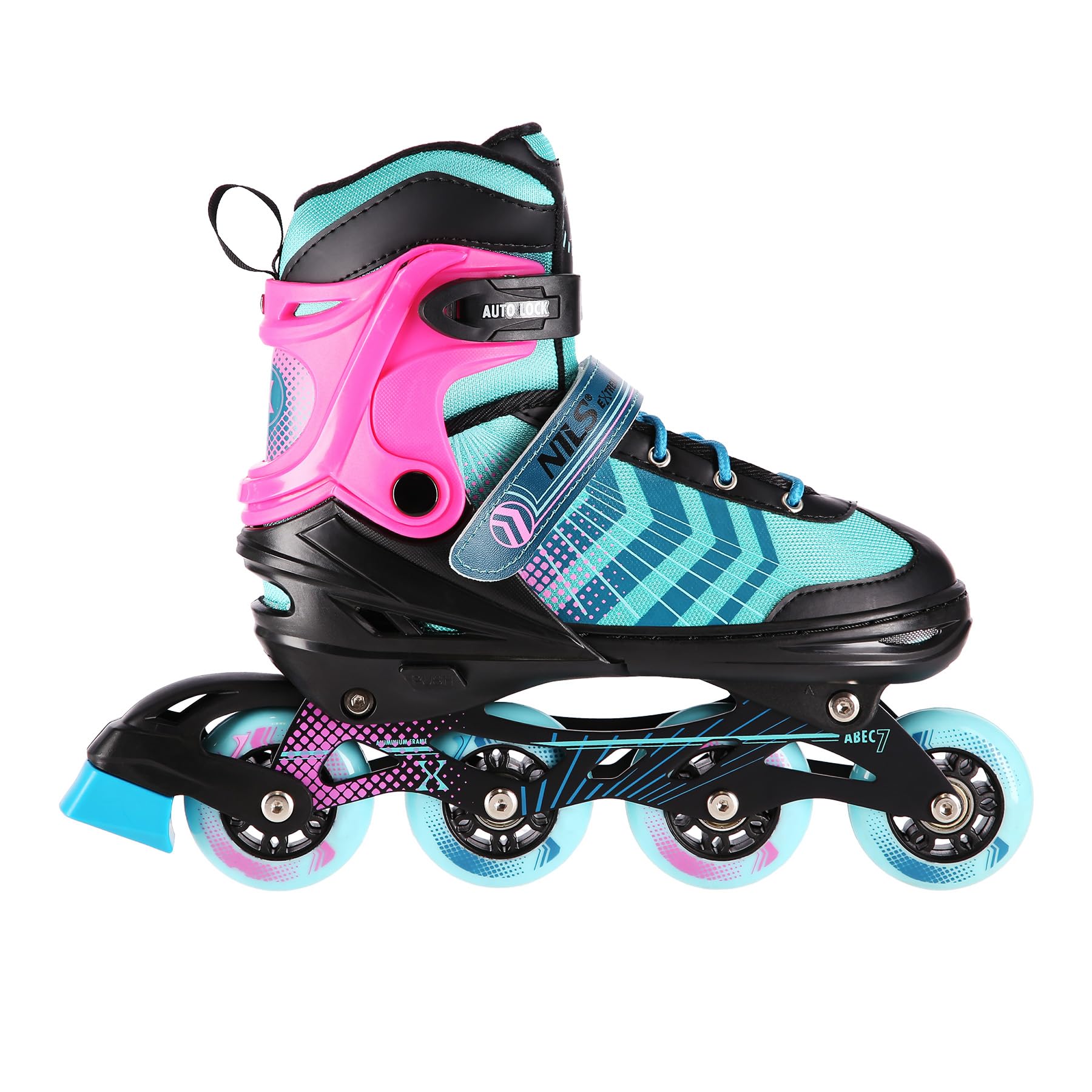NILS EXTREME NH18192A 4-in-1 Inliner, Schlittschuhe, Rollschuhe & Lern-Inliner Schwarz-Violett Größe S (29–33) | ABEC-7 Lager