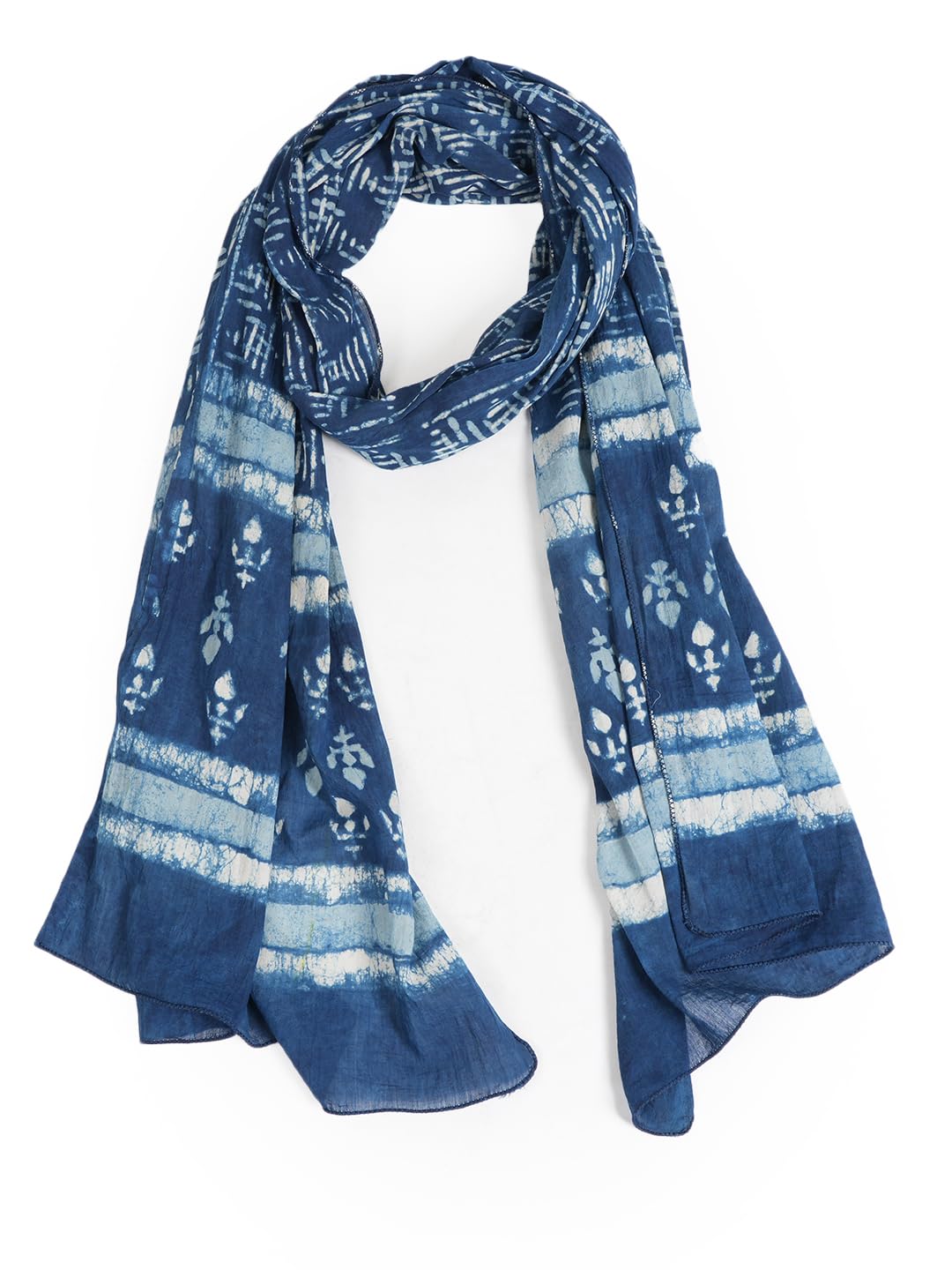 Blue Women's Stylish Floral Printed Cotton Scarf/Scarves/Stole For Summers