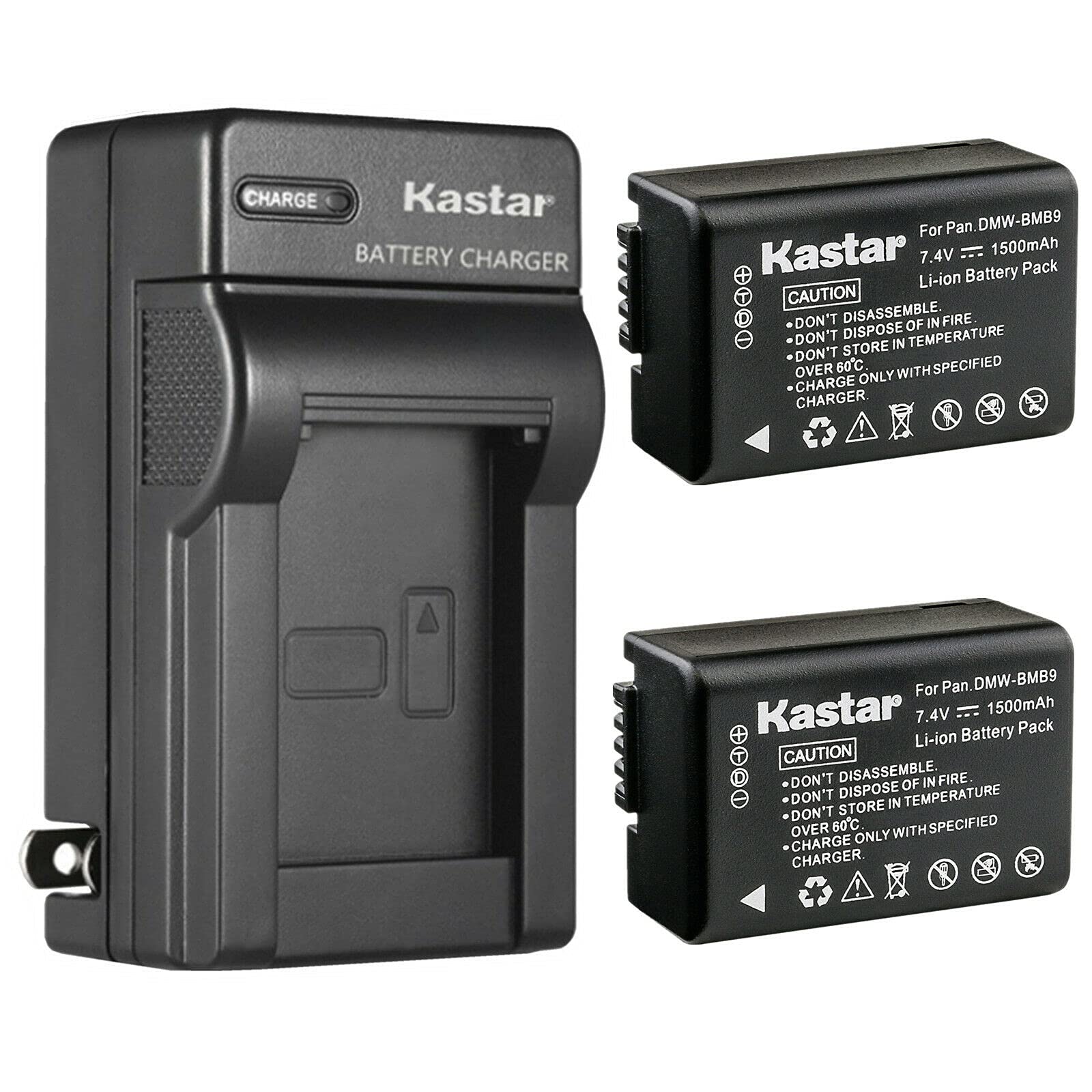 Kastar 2-Pack Battery and AC Wall Charger Replacement for Panasonic DMW-BMB9E, DMW-BMB9PP, Lumix DMC-FZ40, Lumix DMC-FZ45, Lumix DMC-FZ47, Lumix