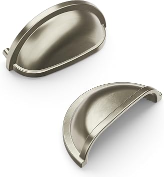 Hickory Hardware 1 Pack Solid Core Kitchen Cabinet Pulls, Luxury Cabinet Handles, Hardware for Doors & Dresser Drawers, 3 Inch Hole Center, Satin Nickel, Williamsburg Collection