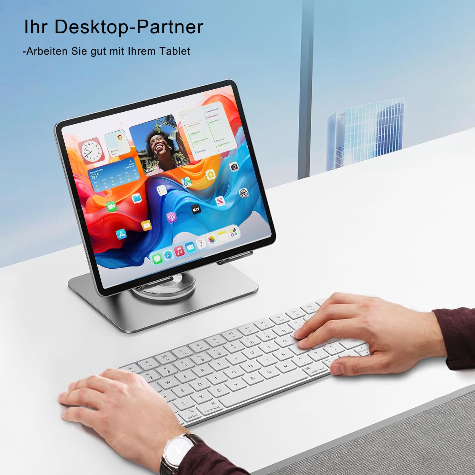 Tablet Halterung Mit 360° Drehbasis – Verstellbar & Faltbar Für IPad, IPhone, Switch Bis 12.9 Zoll