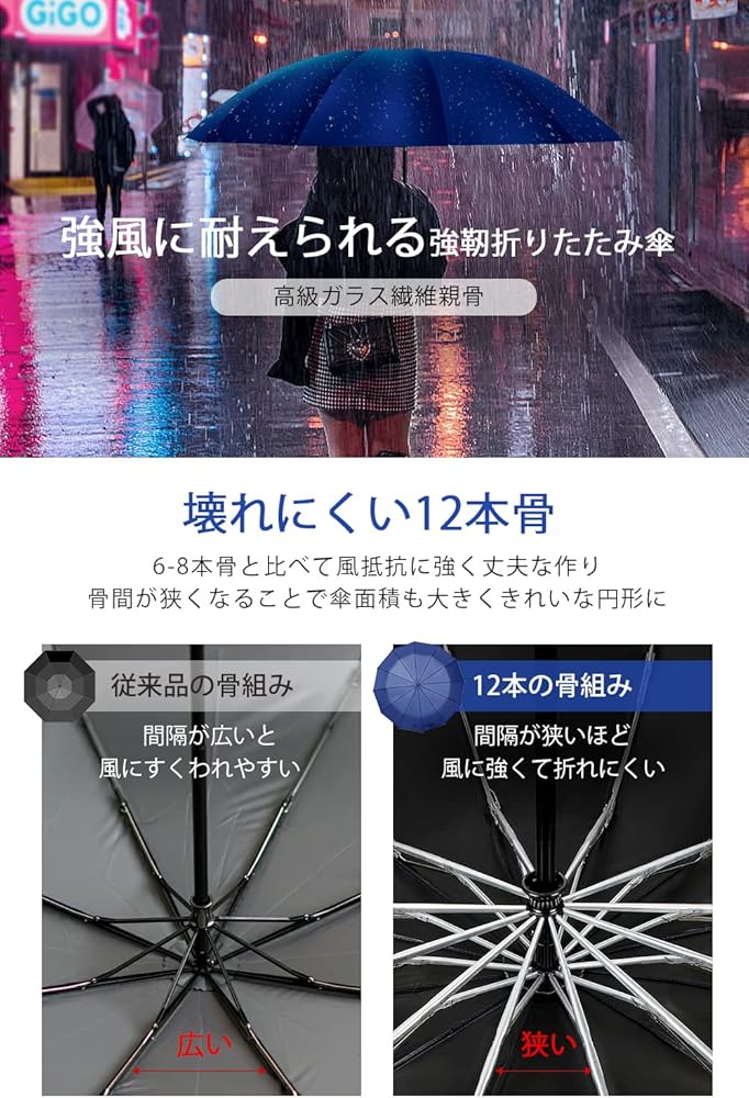 折りたたみ傘 メンズ 【超大12本骨 逆折り式】 折り畳み傘 大きいサイズ Amazon | 折りたたみ傘 メンズ 【超大12本骨 逆折り式】 折り畳み傘