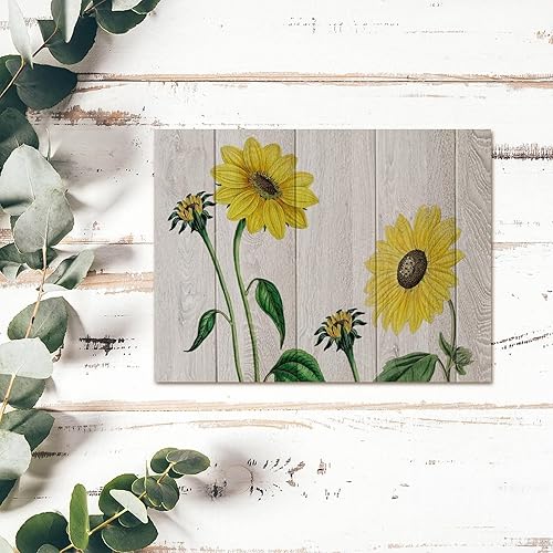 Miniatura 6 de Letrero de madera con diseño de girasoles de grano de madera, pintura al óleo envejecida floral, letreros de madera de granja de otoño, girasoles,