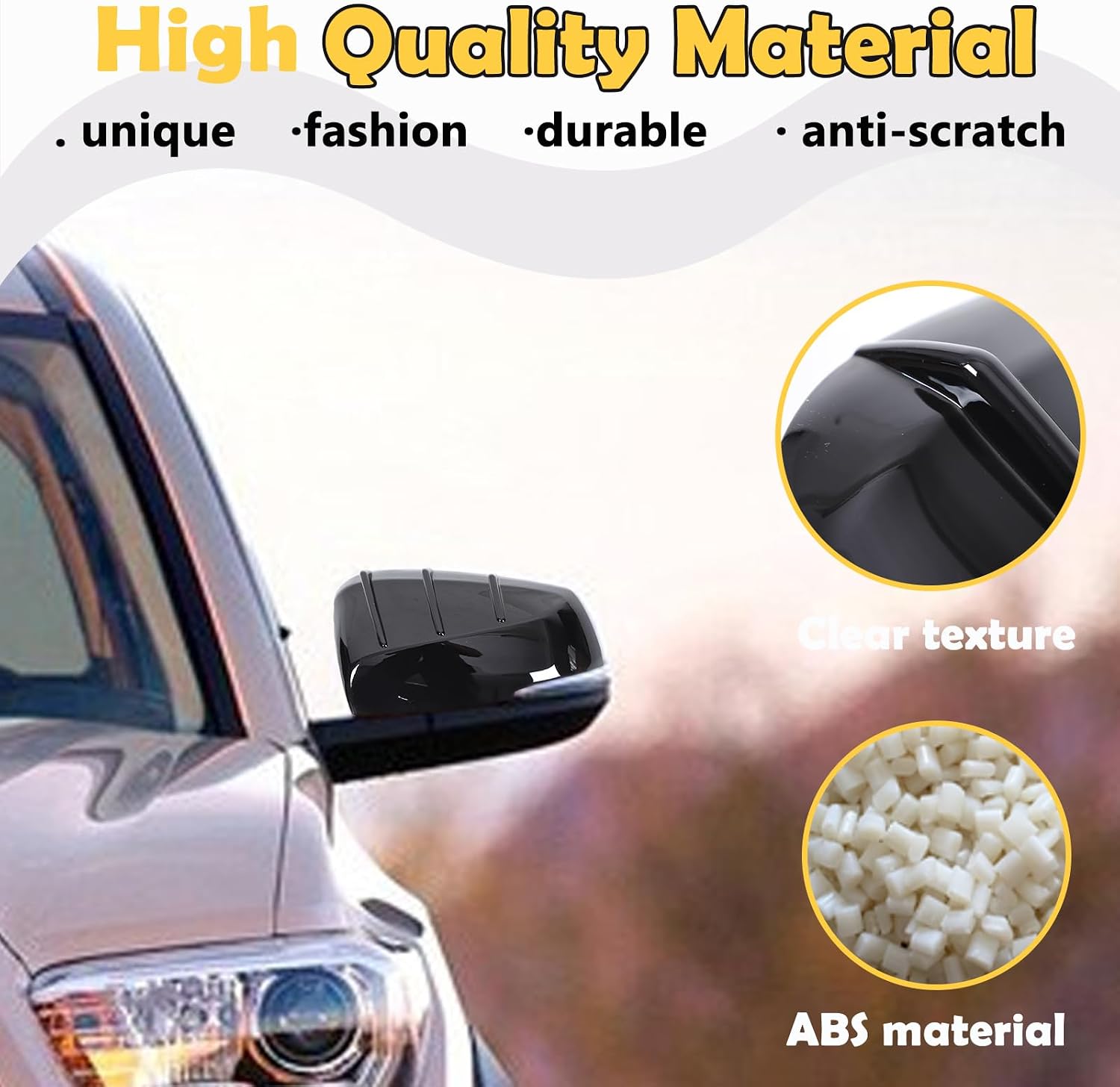 Door Rear View Mirror Cover Cap Compatible with Toyota Tacoma 2015-2022, Exterior Side View Mirror Cover, ABS Side Door Mirror Cover Molding Trim 2pcs (gloss black)