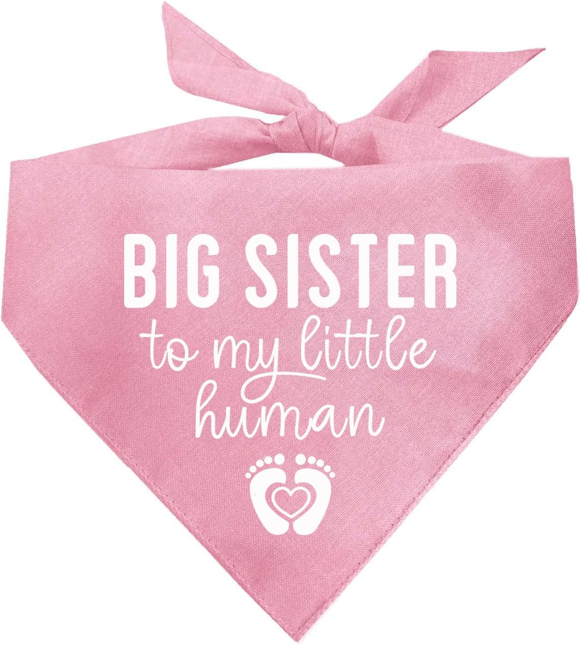 Big Sister to My Little Human Dog Bandana | 100% Cotton Adjustable Triangle | Made in USA | New Baby | Pregnancy Announcement Photoshoot Prop | Gender Reveal | Baby Pink OS (192) GB
