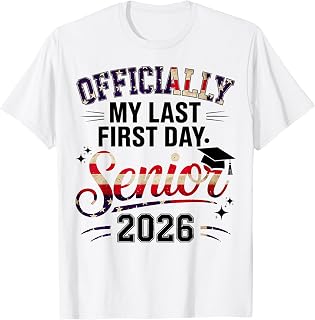 Class of 2026 Seniors Girls My Last First Day of School Flag T-Shirt