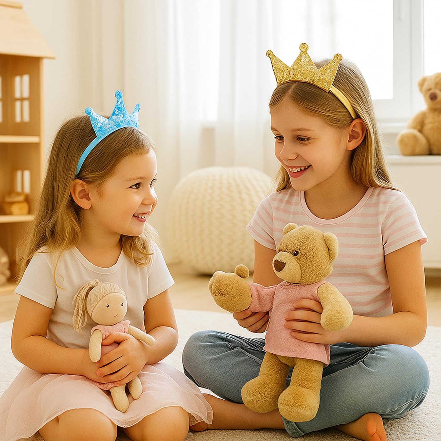 6Packs Glitter Crown Headbands for Girls Shiny Princess Sequin Tiara Hair Hoop Party Dress Up Accessories Decorations for Girls & Adults, Birthday, Halloween, Cosplay - Image 4