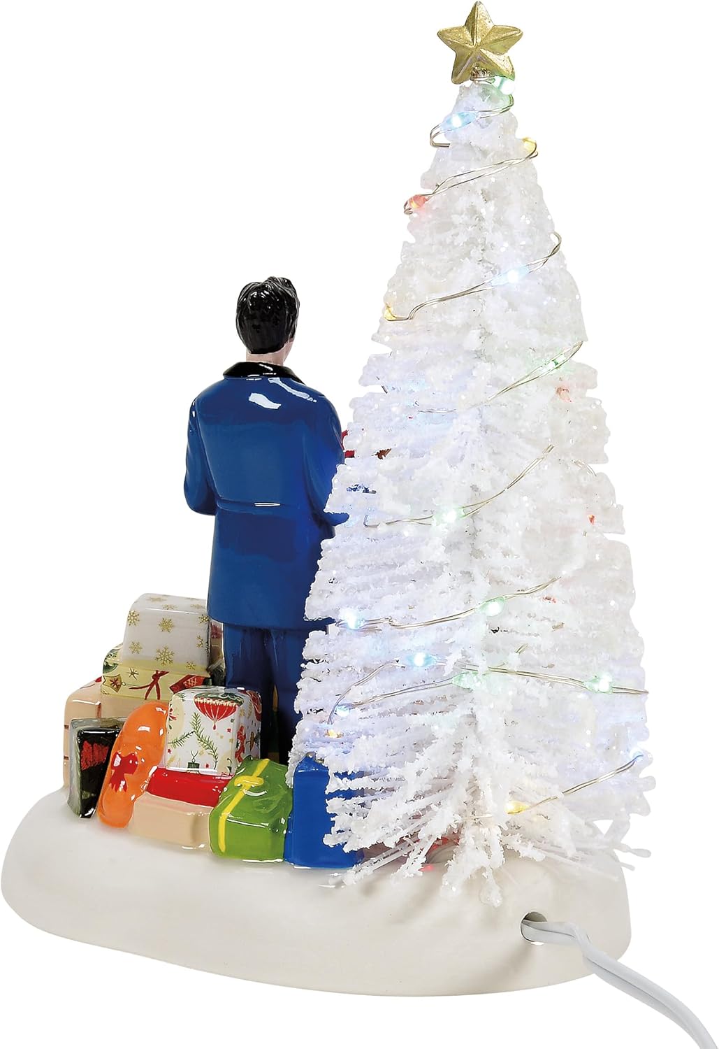 Department 56 Snow Village Accessories Graceland Elvis Passes Out the Gifts Lit Figurine, 6.06 Inch, Multicolor