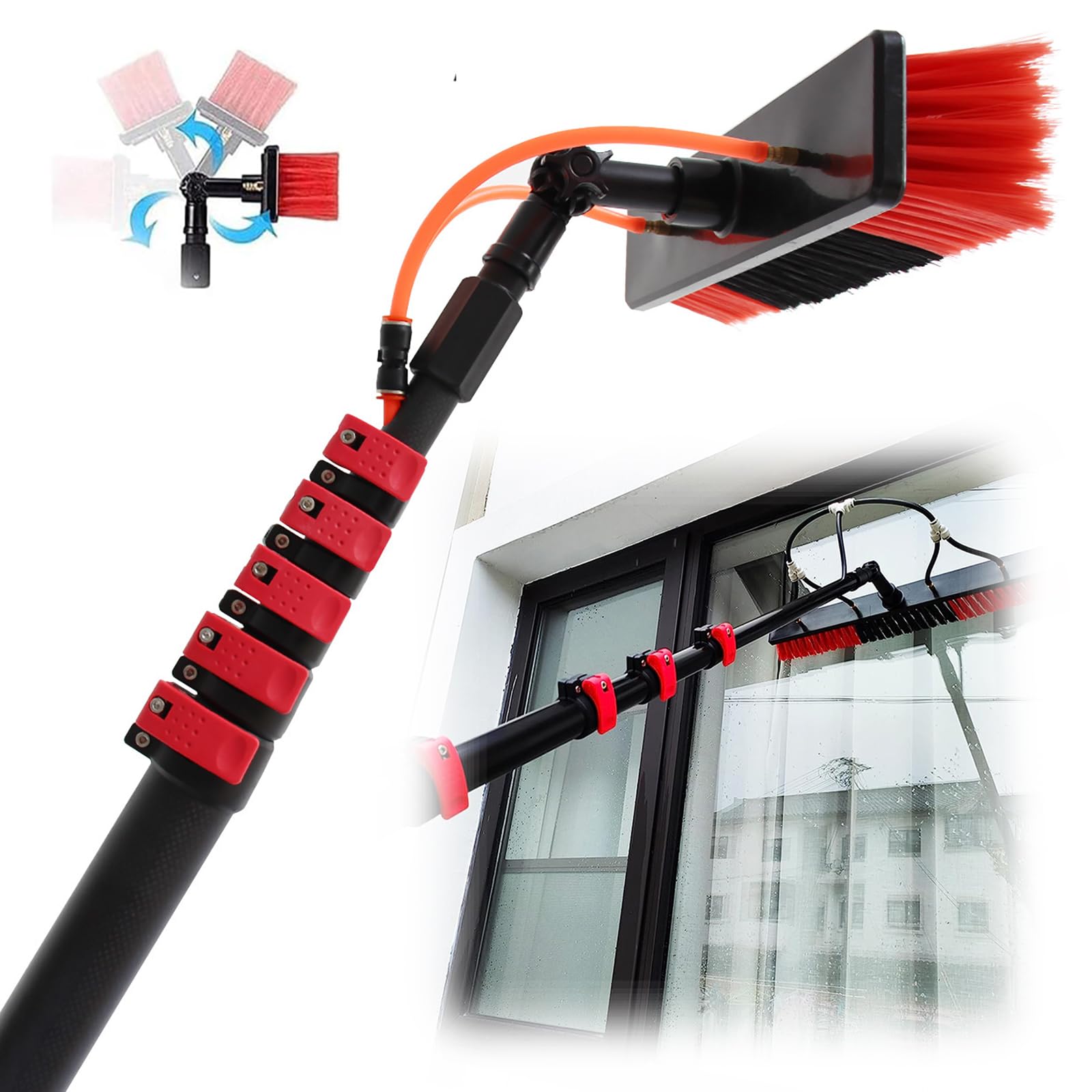 GYEQXKT 10.8m Telescopic Water Window Cleaner, Extendable 7.2m for Roofs, Verandas & Solar Panels, 50cm Brush Head, Ideal for High Reach Cleaning, Durable & Efficient