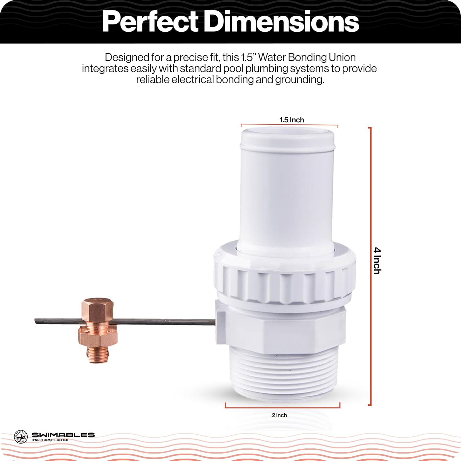 Swimables SW-30-150 1.5” Water Bonding Union - Pool Bonding Connector - Durable and Reliable Union for Pool Electrical Grounding Replacement for Pool Bonding System