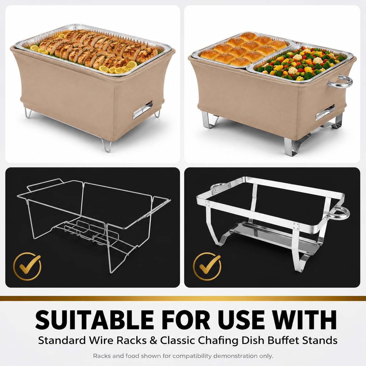 4-Pack Chafer Wind Guard | Chafer Stand Cover for Chaffing Buffet Decorative Food Warmer, Flame Retardant Fabric, Fit for Indoor & Outdoor Events, Parties, Buffet, Catering, Camping (Cream)