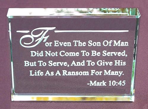 Marcos 1045 Versículo de la Biblia Pisapapeles de vidrio grabado a mano